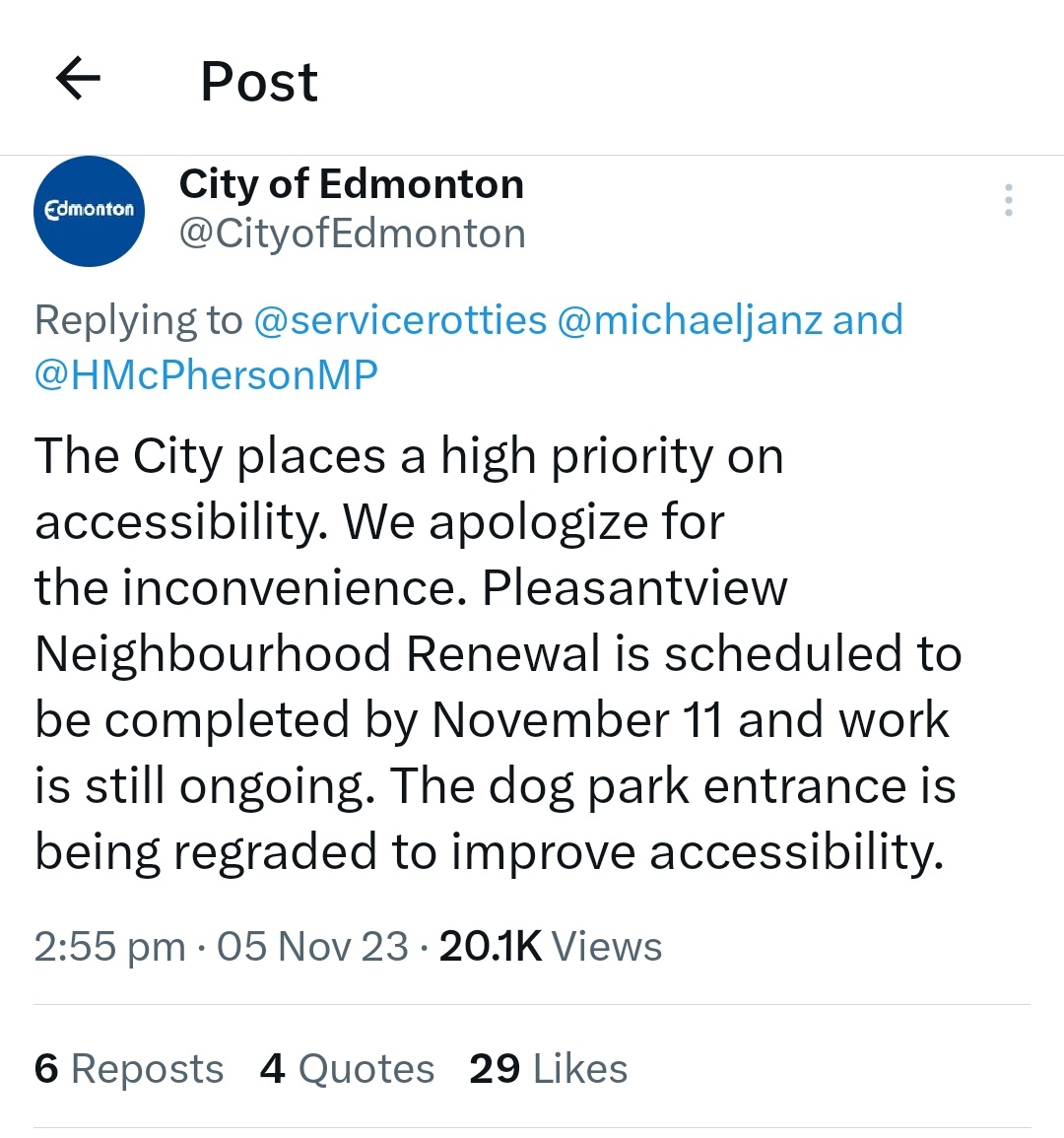 It's day 60 of reminding the <a href="/CityofEdmonton/">City of Edmonton</a> that barriers to accessibility for persons with disabilities are NOT an inconvenience. And of asking them to provide proper training on inclusivity and ableism to staff, managers, decision makers and council members. 

Maybe if proper