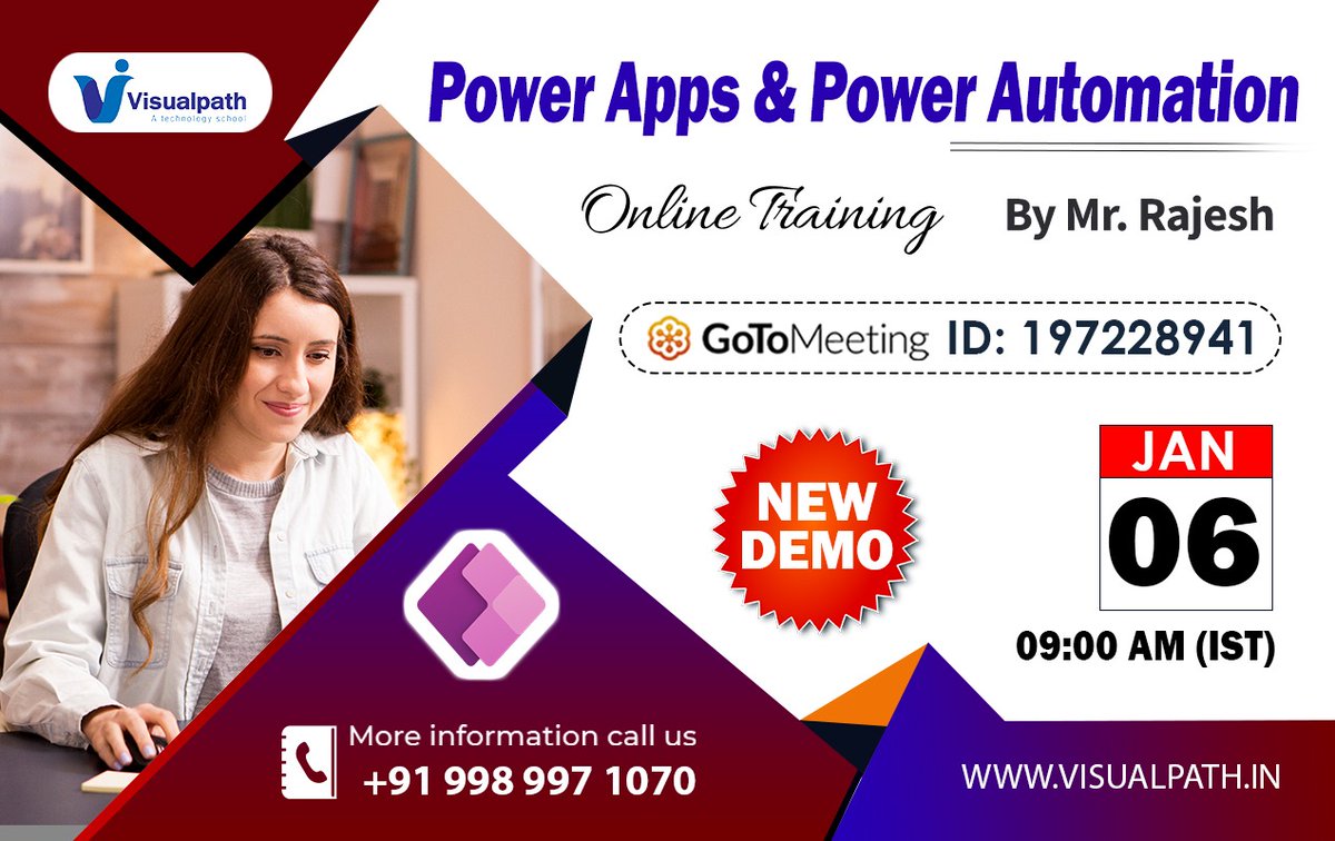 akhil554936825's tweet image. Join Now: meet.goto.com/197228941
Attend the Free Online Demo on #PowerApps and #PowerAutomation Training by Mr. Rajesh.
Demo on: 6th January, 2024 @ 9:00 AM (IST).
Contact us: +91 9989971070.
Visit: visualpath.in/microsoft-powe…
#PowerApps #PowerAppsTraining #MicrosoftPowerPlatform
