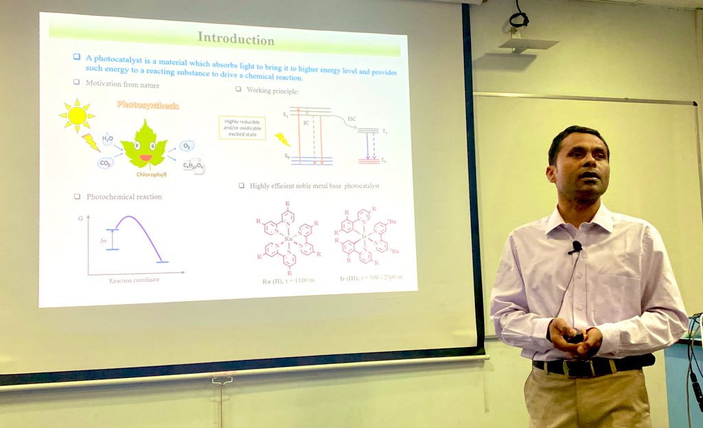 Pradip Pachfule (@ps_pachfule) on Twitter photo Interesting talk by Dr. Debashis Adhikari of <a href="/IiserMohali/">IISER Mohali</a> on the importance of simple organic molecules for photocatalysis.
Interesting chemistry with many premises in photocatalysis.
<a href="/snbkol/">S.N. Bose National Centre for Basic Sciences</a>
#photocatalysis #redox #catalysis Interesting talk by Dr. Debashis Adhikari of <a href="/IiserMohali/">IISER Mohali</a> on the importance of simple organic molecules for photocatalysis.
Interesting chemistry with many premises in photocatalysis.
<a href="/snbkol/">S.N. Bose National Centre for Basic Sciences</a>
#photocatalysis #redox #catalysis