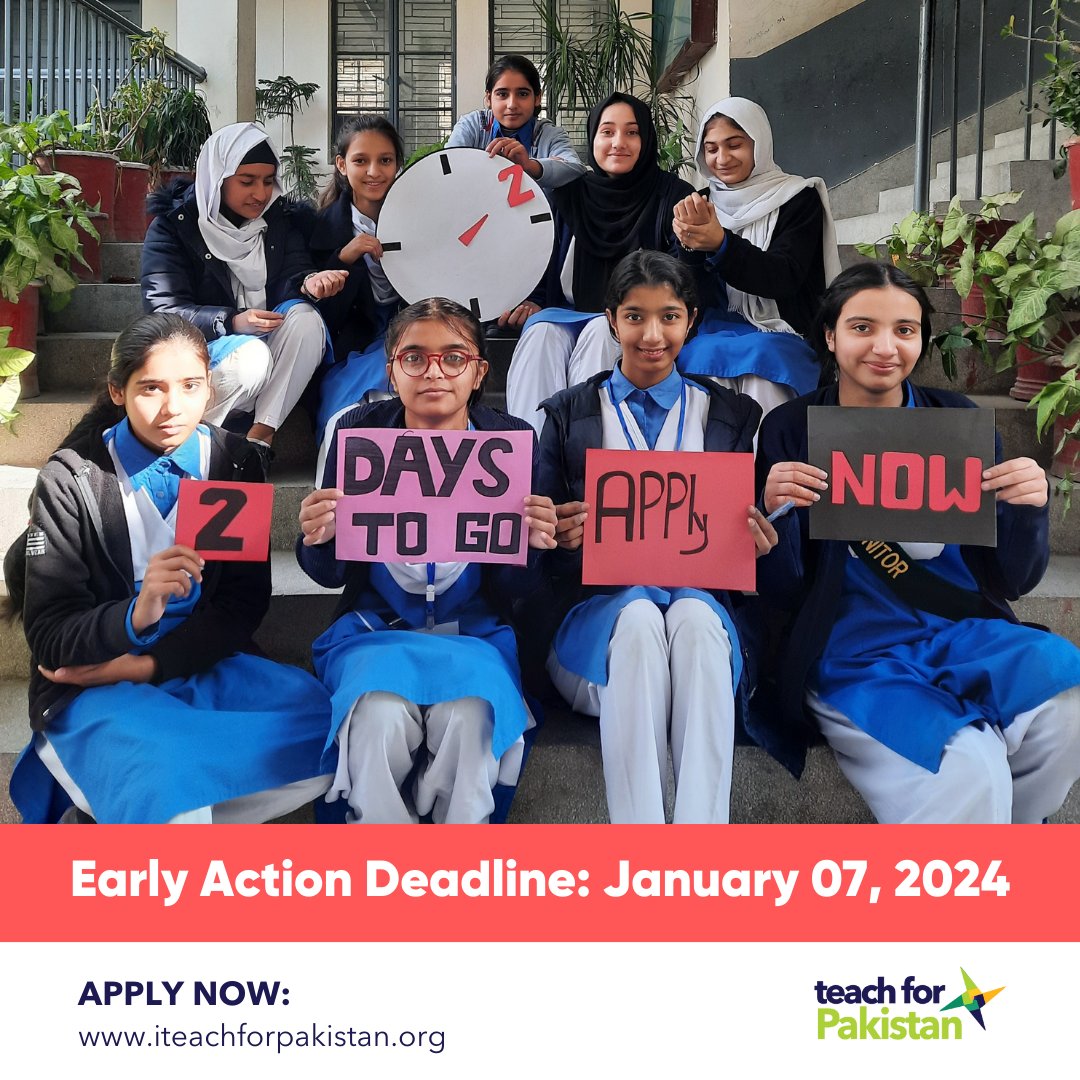teachforpak's tweet image. The clock is ticking - only 2 days are left to apply before the Early Action Deadline!

Don't miss your chance to solve a systemic problem, an opportunity to #StandUpForPakistan!

Apply Today: iteachforpakistan.org

#OursToFix #TeachForPakistan #Fellowship #Leadership