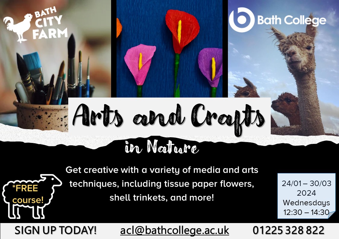 BathCollSWAPs's tweet photo. 📷 Embark on a journey of self-expression and artistic discovery!  Join our hands-on course where you'll learn diverse arts and crafts techniques and discover the joy of crafting beautiful creations while expressing your unique style. 📷 #artsandcrafts  #bathcityfarm https://t.co/OqHYnDKfwJ