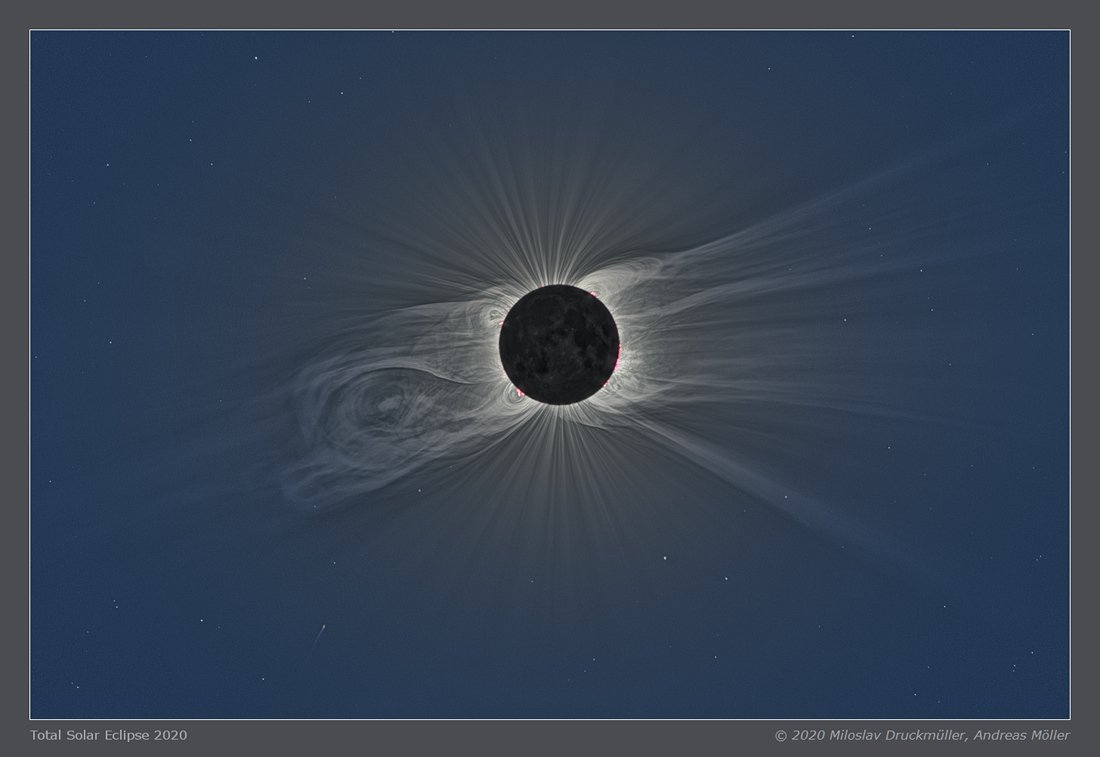 Final New Moon of 2020 in a total solar eclipse over southern South America reveals earthshine, planet-sized prominences, a coronal mass ejection, and a sungrazing comet.
Source : Nasa APOD
#SolarEclipse2020 #LunarSurface #SolarPhenomena
#NASA #Science