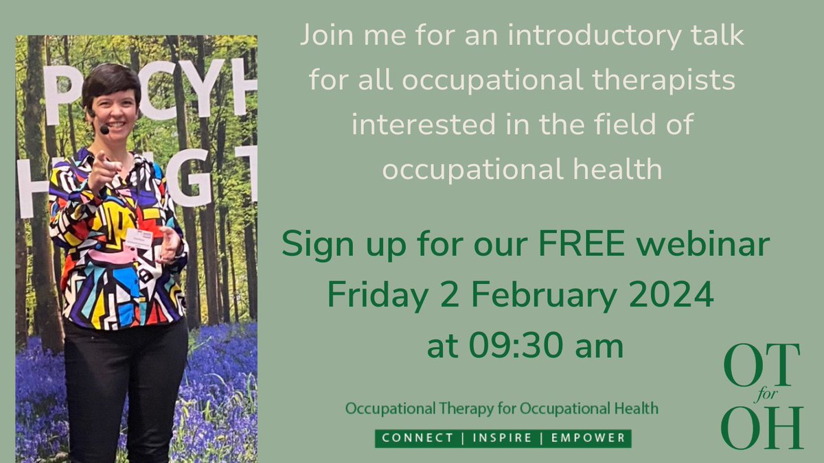 Join me for a FREE and informative session on Friday 2 Feb at 09:30am! Plenty of valuable insights to share with the OT community interested in working in Occupational Health. Sign up here: bit.ly/4aGCJvD
#OTWebinar #OT #vocationalrehabilitation #occupationalhealth