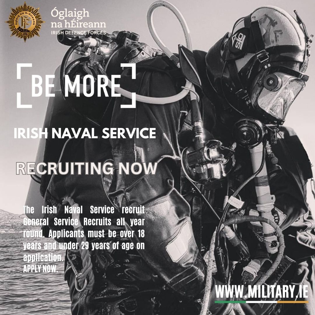 df_recruitment's tweet image. BE MORE  
The Irish Defence Forces recruit Naval Service, Army, and Air Corps, recruits all year round. 
Visit military.ie for more information and to make your online application now. 
#bemore #military #NavalTraining #careers #recruiting #jobs #hiring