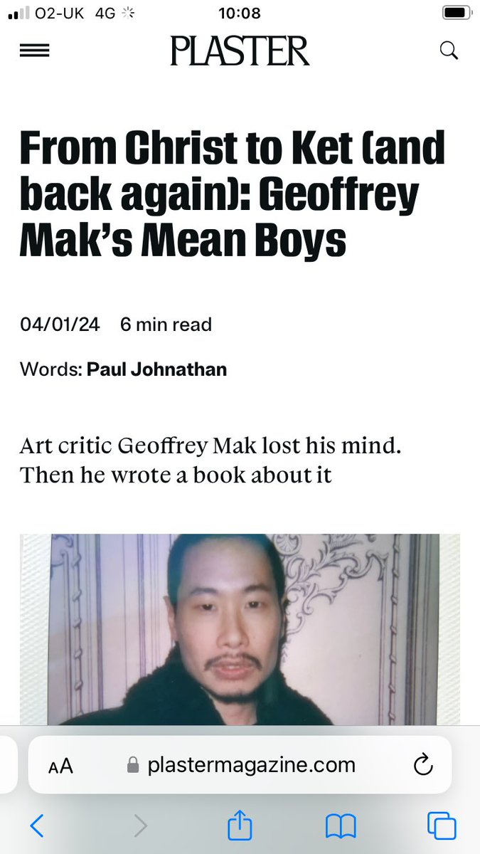 Interviewed the debutant of the year @geoff_mak @mak_geoff pre-order mean boys immediately if not sooner 
plastermagazine.com/articles/from-…