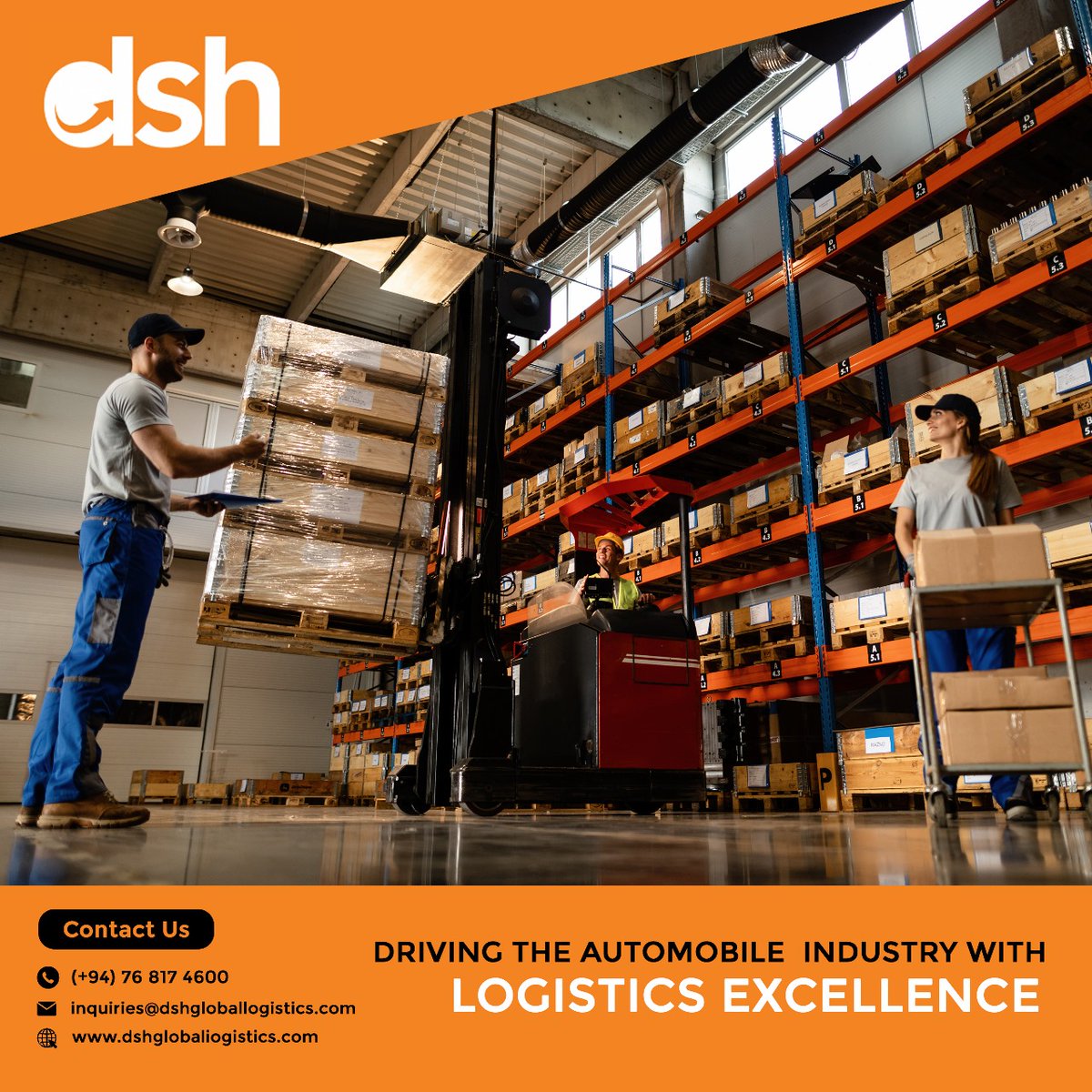 'DSH ensures secure journeys for Automotive Spare Parts. Drive your business forward with our reliable logistics. #ReliabilityInMotion #AutoLogistics'🚗🌐