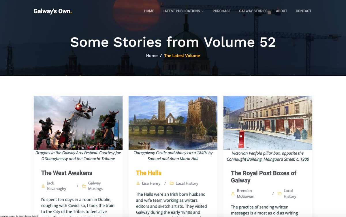 Volume 52 of Galway's Own is now available to purchase from many of the best newsagents in #Galway galwaysown.ie/volume52.html #GalwayStories #GalwayLocalHistory