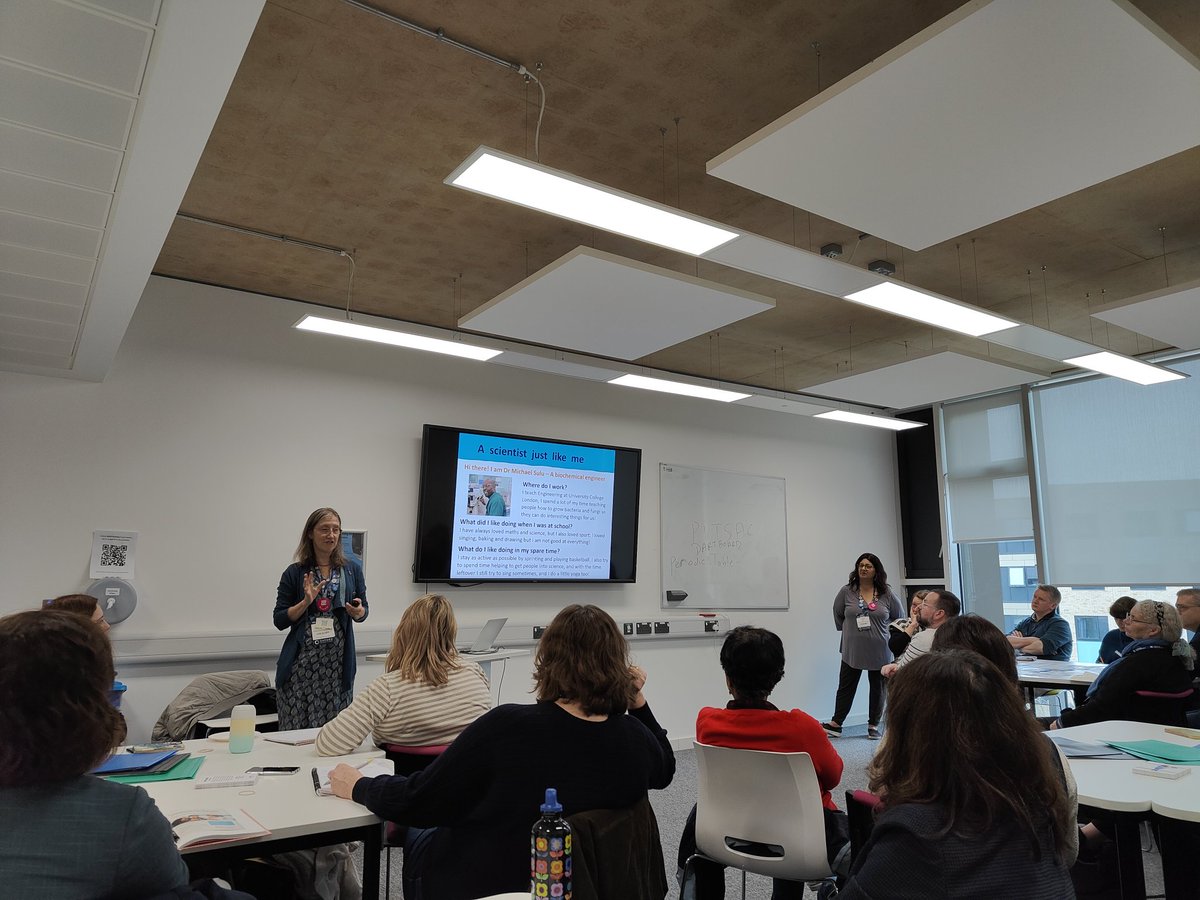 A packed room hearing about diversity in science. So important that students see scientists who are like them. Fab workshop @kulvinderj Lots to think about #ASEConf2024