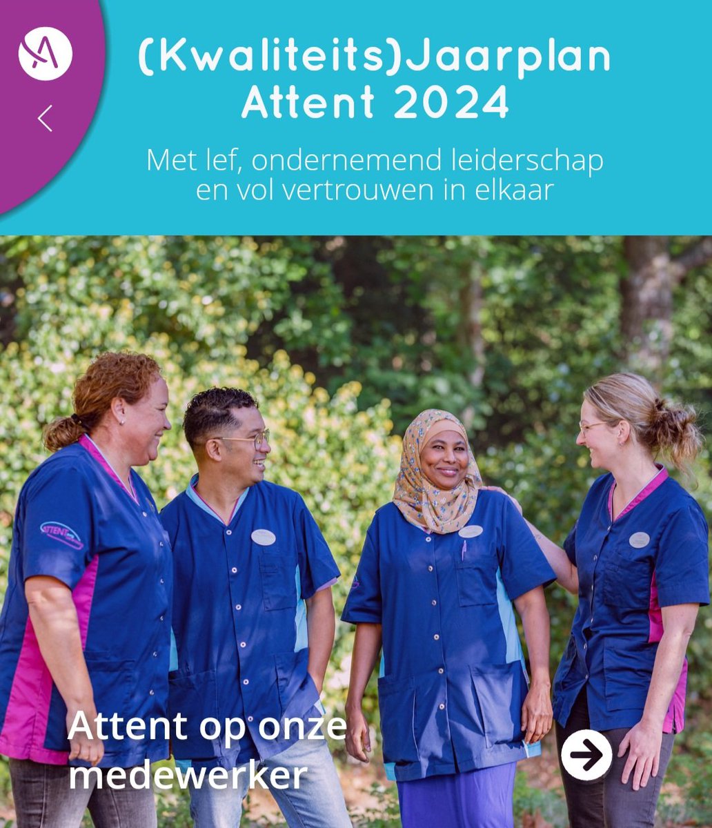 Een nieuw jaar ligt voor ons. Met goede zorg, nieuwe ervaringen, kansen en vol plannen. 
Graag delen het (Kwaliteits)Jaarplan van Attent; waar staan we voor en werken we aan in 2024.
➡️ Kijk op attentin2024.nl