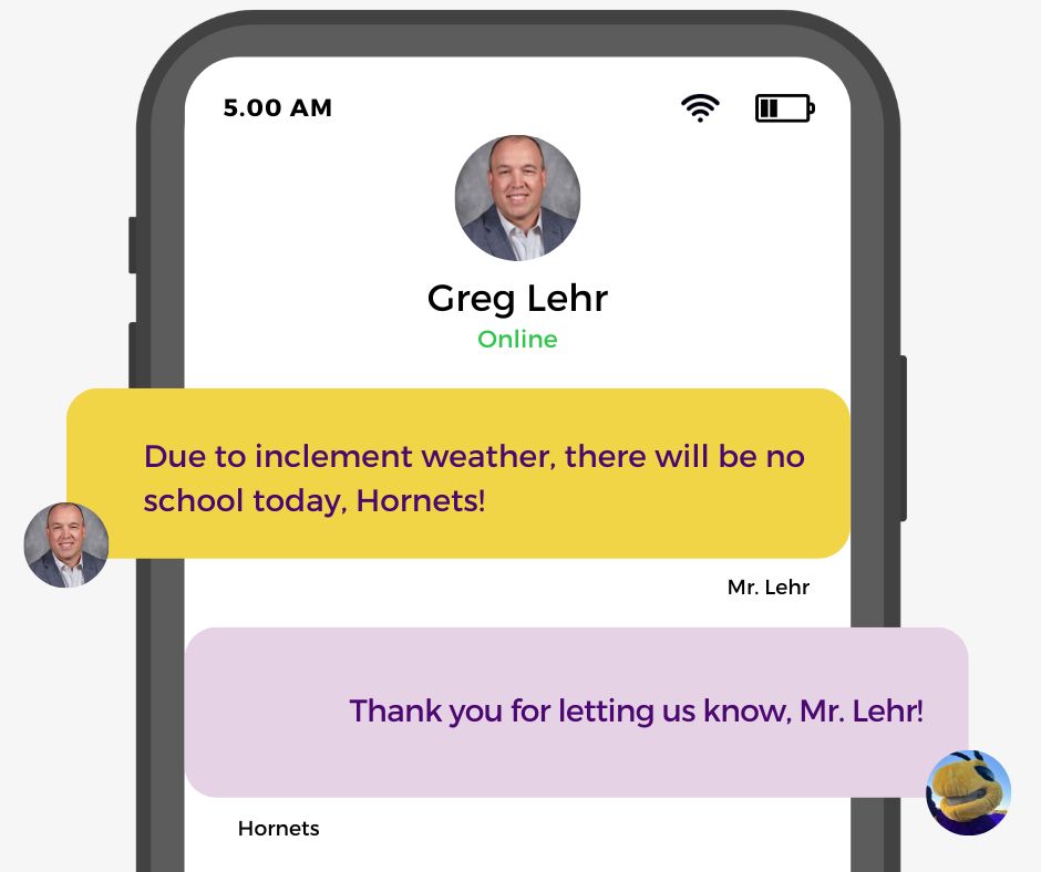 Due to the forecasted inclement weather, which includes deteriorating conditions throughout the day, there will be no school today, Friday, January 5, 2024. Stay safe and warm, Hornets!

#HornetFamily | #SOAR | #snowday