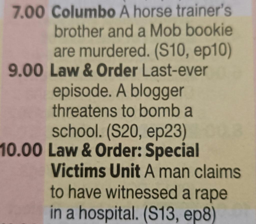 When your TV guide scores an own goal by listing an episode of Law & Order as the 'last ever' when 2 days later they list the new episode! @whatsontvuk #oops #epicfail #tv #tvguide #whatsontv #lawandorder #funny