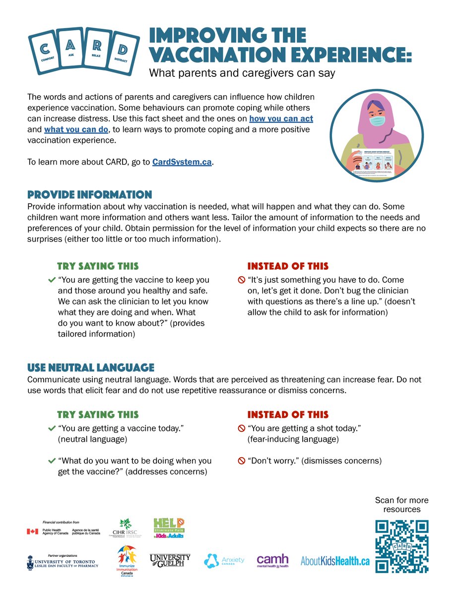 The CARD™ System | Improving the vaccination experience: What parents and caregivers can say | <a href="/DrATaddio/">Anna Taddio</a> <a href="/UofTPharmacy/">Leslie Dan Faculty of Pharmacy</a> <a href="/DrMcMurtry/">C. Meghan McMurtry</a> <a href="/SickKidsNews/">The Hospital for Sick Children (SickKids)</a> | bit.ly/3M31PZ7 #VaccinesWork #CARDSystem