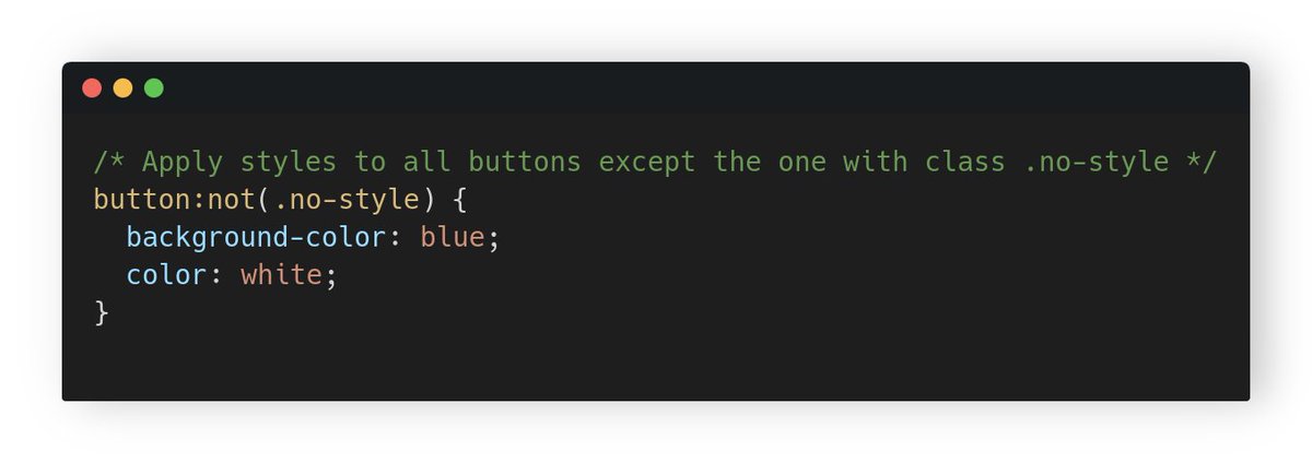 geezy_tim's tweet image. Quick #CSS tip: Use :not() pseudo-class to apply styles only to elements that do not match a selector, keeping your stylesheet cleaner and more efficient! 🧼 Less overriding, more coding! Ever used it in a tricky situation? Share your use cases! #webdev #codinghacks #frontend