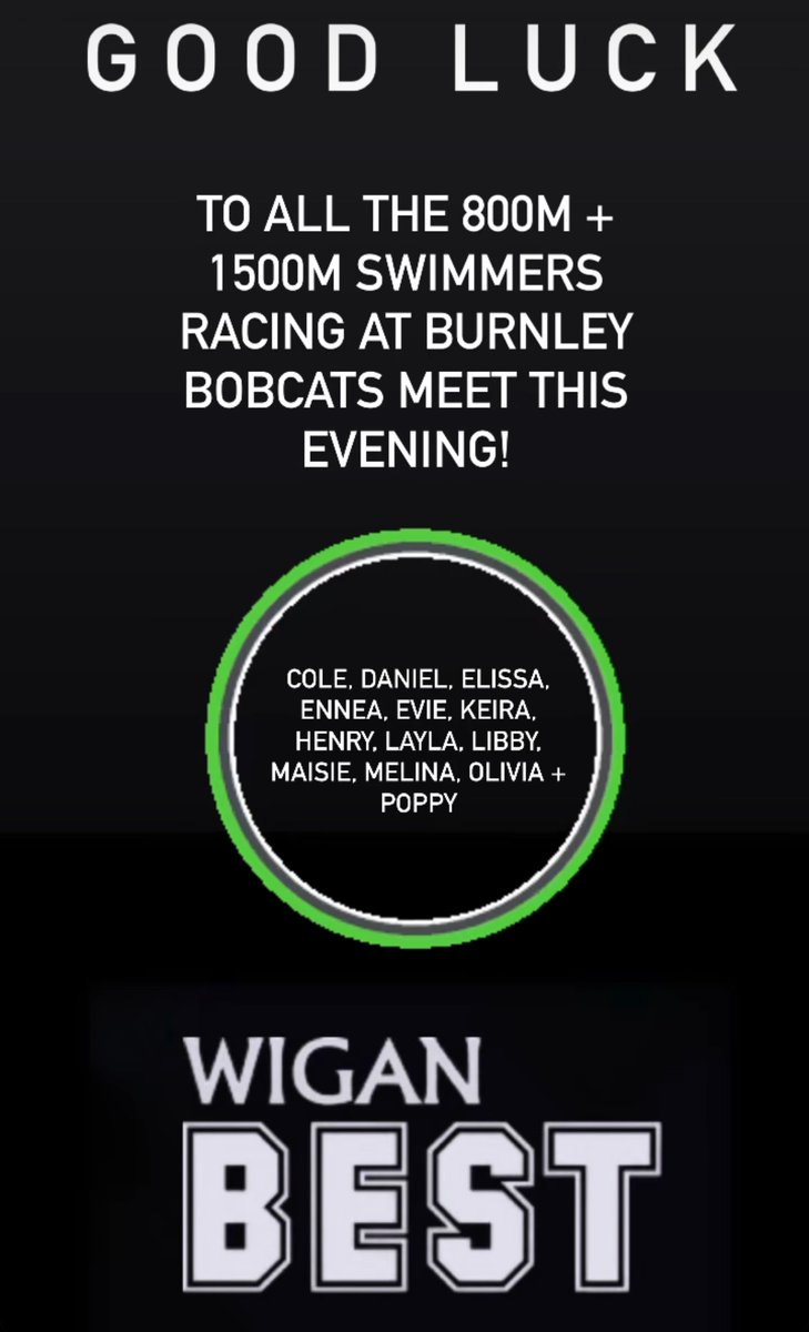 Good luck to all our swimmers competing <a href="/BurnleyBobcats/">BurnleyBobcats</a> this evening 🤩
Go believe Wigan 💪🏻🔥
@BewellW #Believe #Team