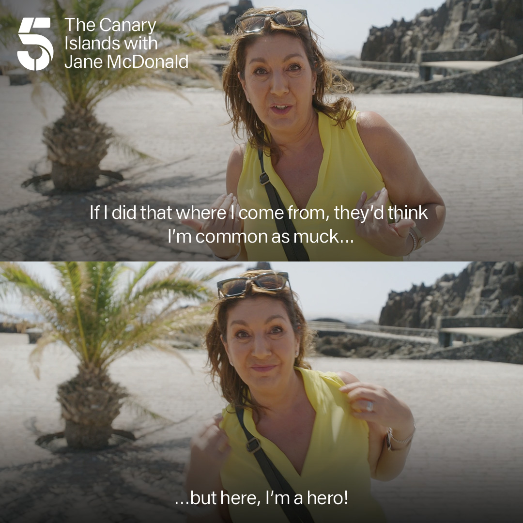 Any guesses on what Jane is talking about?! 🤣👀 📺 The Canary Islands With Jane McDonald, tonight at 9pm!