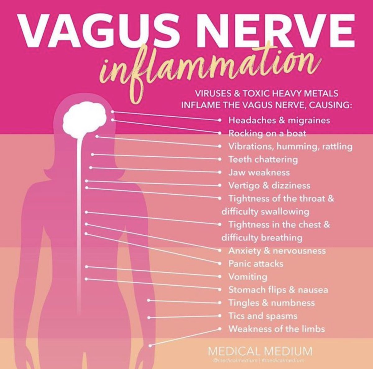 KateShemirani's tweet photo. Reset your vagus nerve!

Sit upright facing forward.

Now turn your head slowly all the way to the right, noting any stiffness or pain. Return the head to the centre.

Now turn your head all the way to the left, noting any stiffness or pain. Return your head to the centre.

Now keeping your head facing forward,  place both hands behind your head, elbows out. Slowly look as far right as you can with your eyes only. Neck and head still facing front! Remain in this position until you yawn or sigh. Now repeat this to the left. 

Now lower your arms and slowly turn your head to the right. Pain and stiffness will be greatly improved and you will be able to turn your head more easily. Repeat to the left.

All done! Go have some fun 😍
