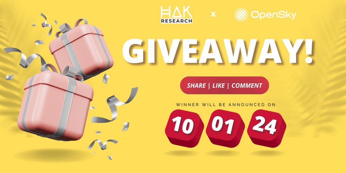 🤝Hak Research x <a href="/OpenSkyFinance/">OpenSky Finance</a> Giveaway 🎉

OpenSky là một giao thức Omnichain NFT Leding được xây dựng bởi <a href="/aave/">Aave</a>, nền tảng cũng sắp ra mắt một sản phẩm cho phép vay #BTC NFT và #Airdrop BRC20 token🚀

🎁Phần thưởng: 100 $USDT cho 10 người may mắn.
⏲Thời gian: