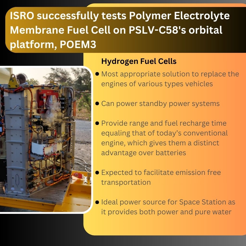 InfoblazeGlobal's tweet photo. #ISRO successfully tests Polymer Electrolyte Membrane Fuel Cell on PSLV-C58's orbital platform, POEM3

@ISRO

#India #SpaceTech #CleanEnergy #HydrogenFuelCell
https://t.co/ITFBXZ99Bl https://t.co/3NJgN1goAm