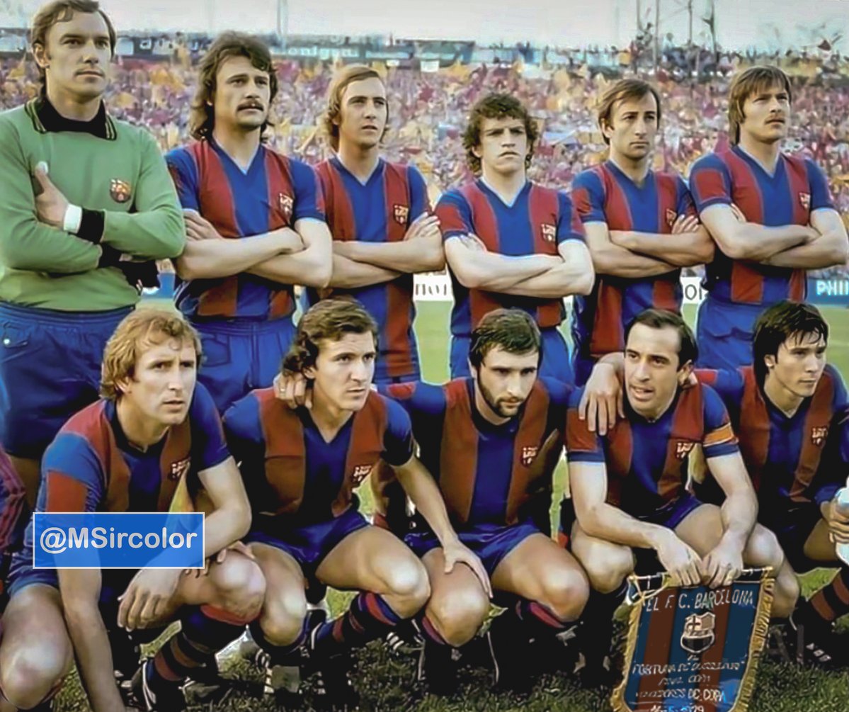 MSircolor's tweet photo. Partido final de la #Recopa de Europa (16-5-79) en el #StJacobStadion de #Basilea (Suiza) #FCBarcelona 4 #FortunadeDüsseldorf 3 con prórroga #Artola #Albadalejo #Neeskens #Zuviría #Costas #Migueli;; #Rexach⚽️ #TenteSánchez⚽️ #Krankl⚽️ #Asensi⚽️ y #Carrasco el entrenador era #Rifé https://t.co/Kqjno6v7E7