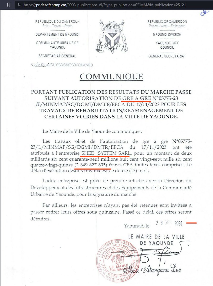 tassingremi's tweet photo. Les lass lass GRÉ À GRÉ de 2023 du maire @LucMessiOff tous signés le 28 décembre
1- 2.6 milliards FCFA (SHEE SYSTEM ceux qui ont fait le dalot)
2- 213M FCFA (ETS BUILDERS AND CO)
3- 140M FCFA (CERBAT)

Des GRÉ À GRÉ paktou paktou https://t.co/Xtb3QthnnP