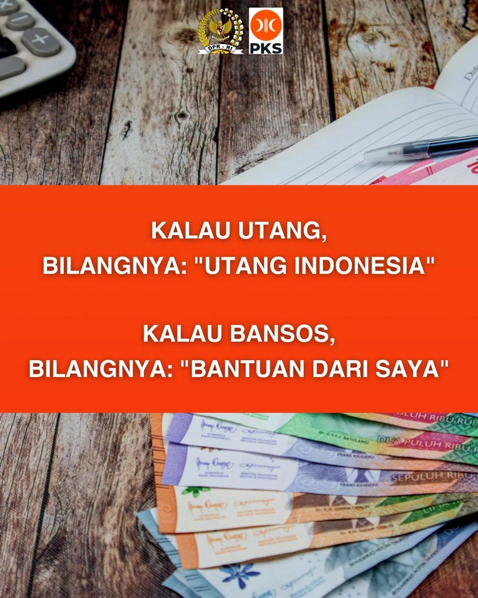 TOLAK POLITISASI BANSOS‼️
TOLAK PERSONIFIKASI BANSOS‼️

Sesungguhnya, bansos adalah bantuan yang dibiayai oleh APBN dan/atau APBD bagi tiap rakyat yang membutuhkan. Uang dari rakyat untuk rakyat, bukan berasal dari uang pribadi pejabat.

#fraksipksdprri
#PKSpembelaRakyat
#PKS