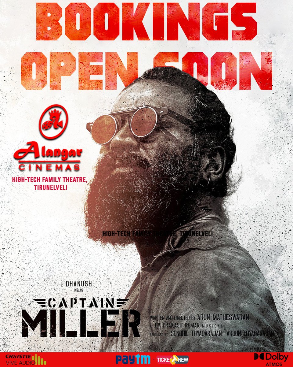 AlangarCinemas's tweet photo. D's Action extravaganza #CaptainMiller bookings open soon at Alangar cinemas, tirunelveli
#alangarcinemas #bookingsopensoon #tirunelveli https://t.co/UQ2RQlqlrk
