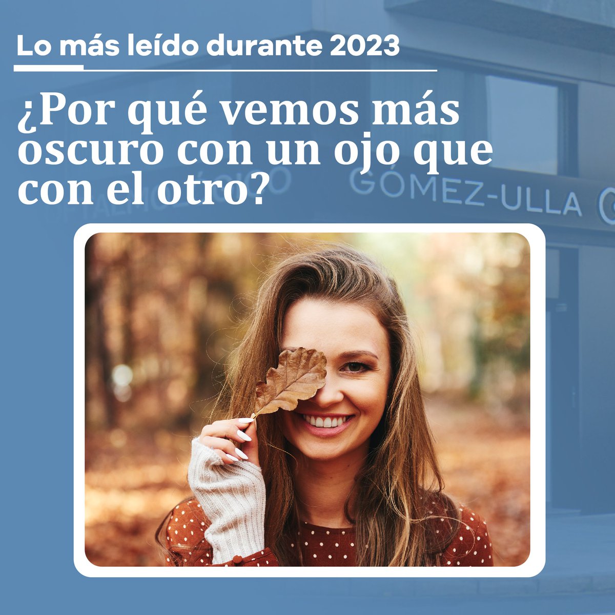 ¿#SabíasQue un ojo ve más oscuro que otro? 💡 Esto se debe a una diferencia en la captación de luz entre los cristalinos de ambos ojos, siendo siempre menor en uno de ellos. 

ℹ️ Más información
Web: institutogomez-ulla.es/por-que-vemos-…