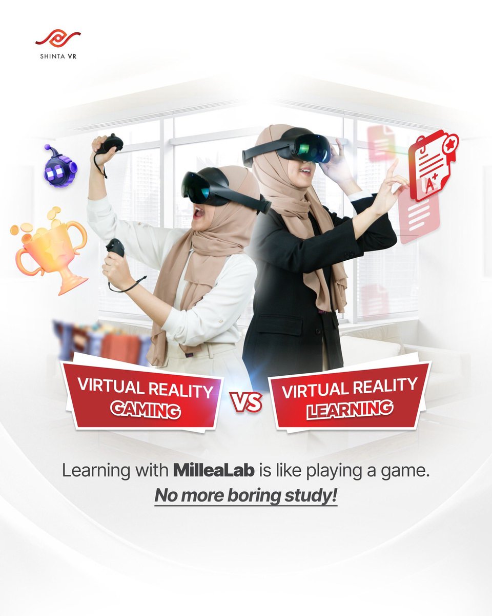 ShintaVR's tweet photo. Everybody loves gaming. Not everybody hates learning.
Combine gaming and learning experiences by using @millealab
MilleaLab, your immersive learning solution.
#shintavr #vrstation #MilleaLab #VirtualCharacterSystem #Metaverse #VirtualReality #metanesia #metaverseindonesia https://t.co/QoDRnlUell