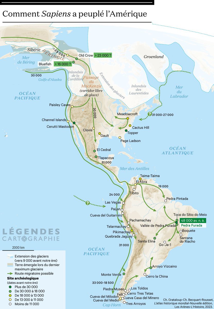LegendesCarto's tweet photo. 5-7 La Préhistoire - Homo Sapiens en Amérique https://t.co/0jXZchWR3e