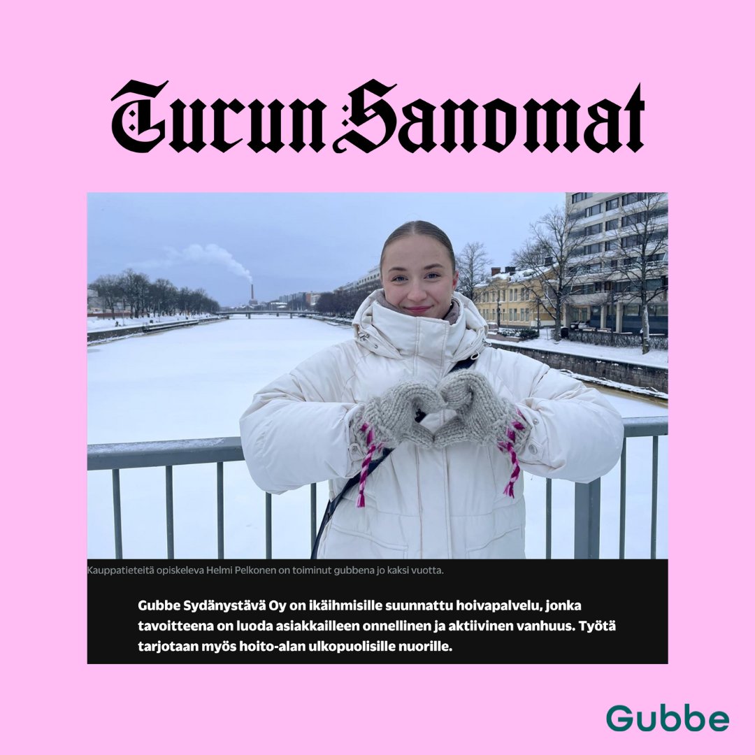 Meidän ihana Gubbe-avustaja Helmi on mukana Turun Sanomien artikkelissa kertomassa Gubbe-avustajan työstä. Artikkelissa avataan Gubben nuorille tarjoamia mahdollisuuksia työllistyä ikäihmisten parissa. Helmi ja muut Gubbe-avustajat tekevät mielettömän tärkeää työtä!💎