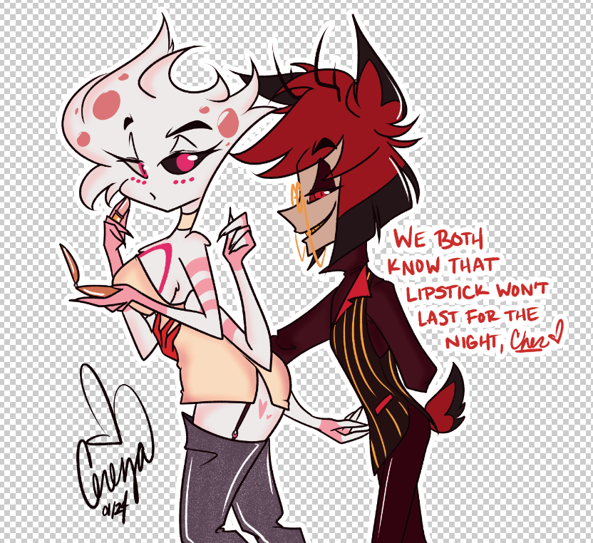Happy New Year, y'all #radiodust #AngelDust #Alastor #HazbinHotelFanart