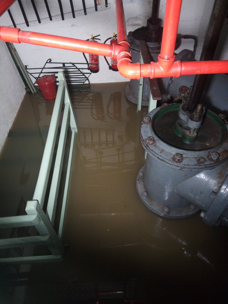 Ludicrous flooding and still rising. The indoor photo is of the first floor, ground floor is completely submerged underneath.