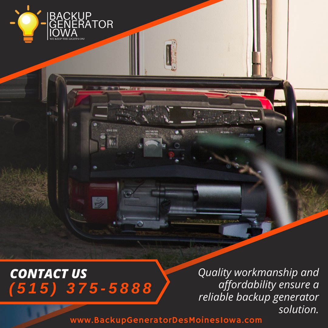 Quality meets affordability with Backup Generator Iowa! Trust us for cost-effective and reliable backup generator installation in Des Moines IA. Call (515) 375-5888. #QualityPower #DesMoinesIA
