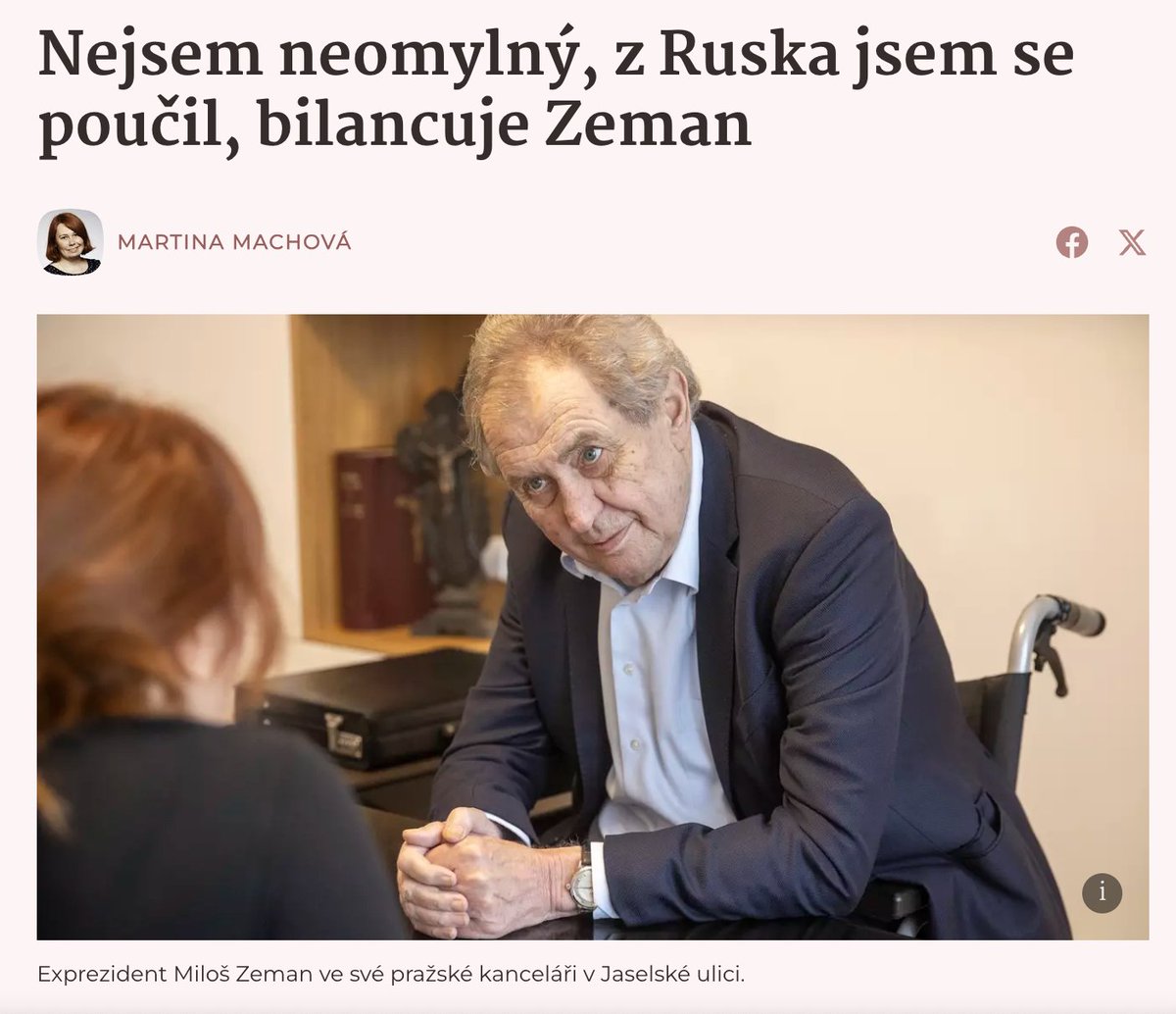 A pak jsou novináři, paní redaktorko, kteří se neumí ptát. A když se vám hluboce podívám do očí, tak asi budete vědět, koho myslím. Pokračujte

Mně to je jedno.

To by vám nemělo být jedno. Každý má mít schopnost sebereflexe.

To máte pravdu. A máte ji vy?
tinyurl.com/55r4js73