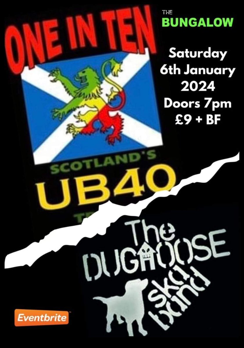 This Saturday @BungalowPaisley @DughooseThe and One In Ten( Scotlands No 1 @UB40OFFICIAL tribute....get along if you can tickets available via @eventbrite or on the door @WhatsOnRen #Paisley #gig #music #tickets #pleaserepost #ska #Reggae @KIC_Social