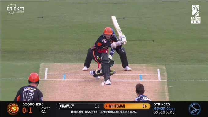 Whiteman knocks it back onto the stumps!  Perfect start for the Strikers! 💥 📹 Credits: Twitter/BBL