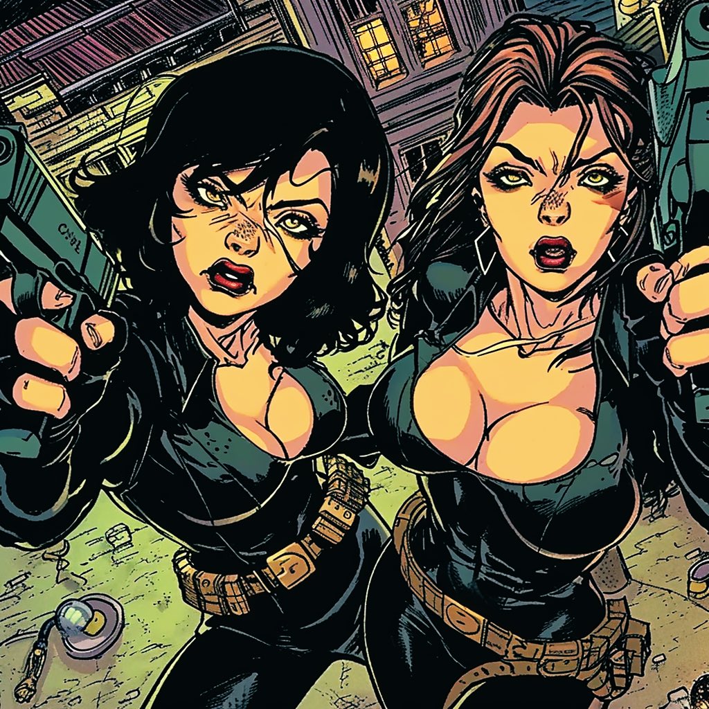 scosinus32's tweet photo. Sexy female villains duo in the peril! My #AIArtworks with @midjourney v6 #evilbabes #zako #ryona https://t.co/MYcwCSiSJB