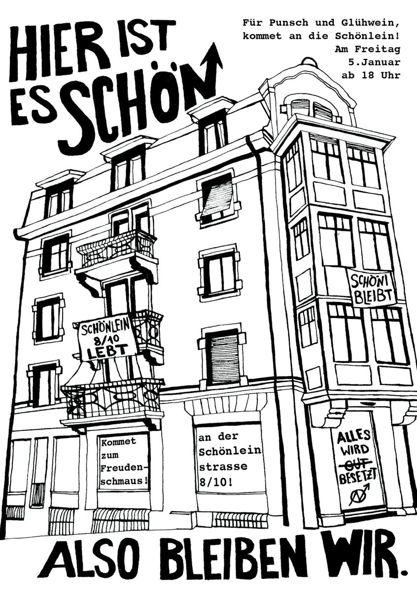 Im Dezember wurde die Schönleinstrasse in Zureich besetzt. Jetzt ist es Zeit für eine erste Einladung!
#alleswirdbesetzt