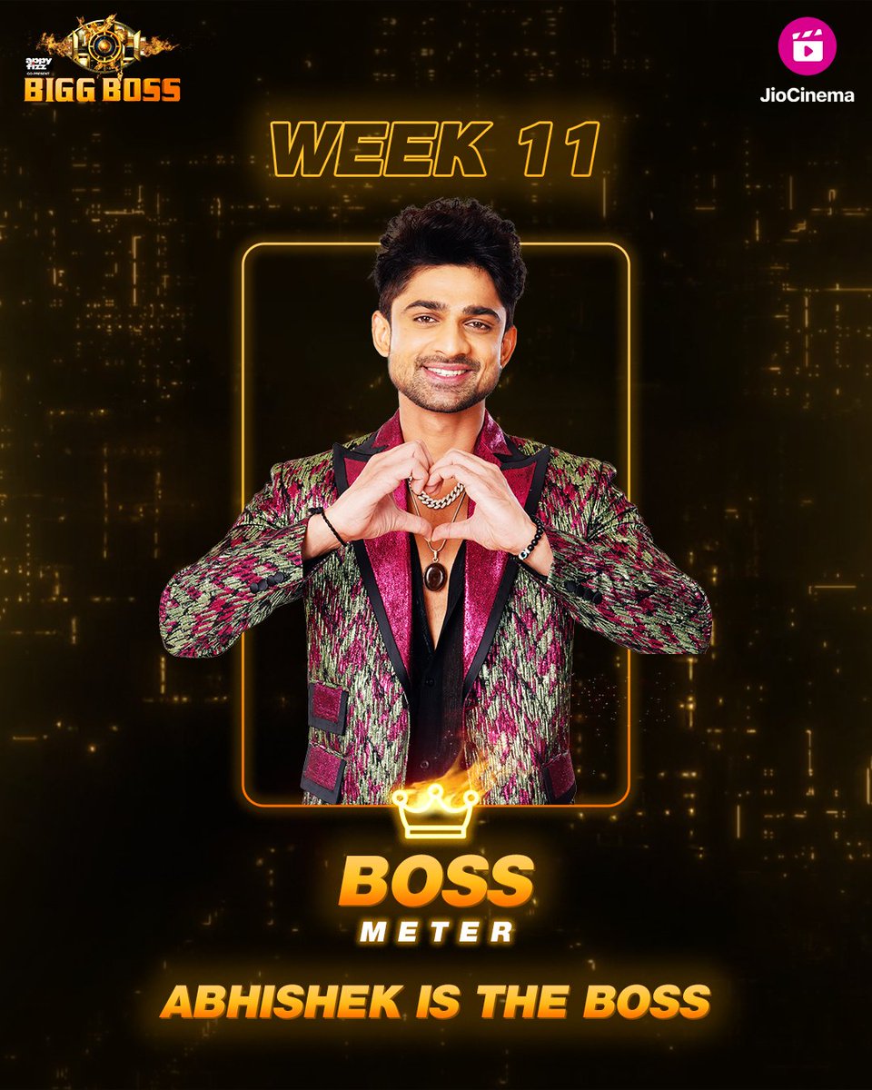 Abhishek ke fans ne bana diya hai usko Boss Meter ka winner one more time! The decision is out and loud.

#AbhishekIsTheBoss

#BossMeter #AsliBoss #BiggBoss17 #BiggBoss17OnJioCInema
#BB17 #BiggBoss #JioCinema #AbhishekKumar <a href="/Abhishekkuma08/">Abhishek Kumar</a>