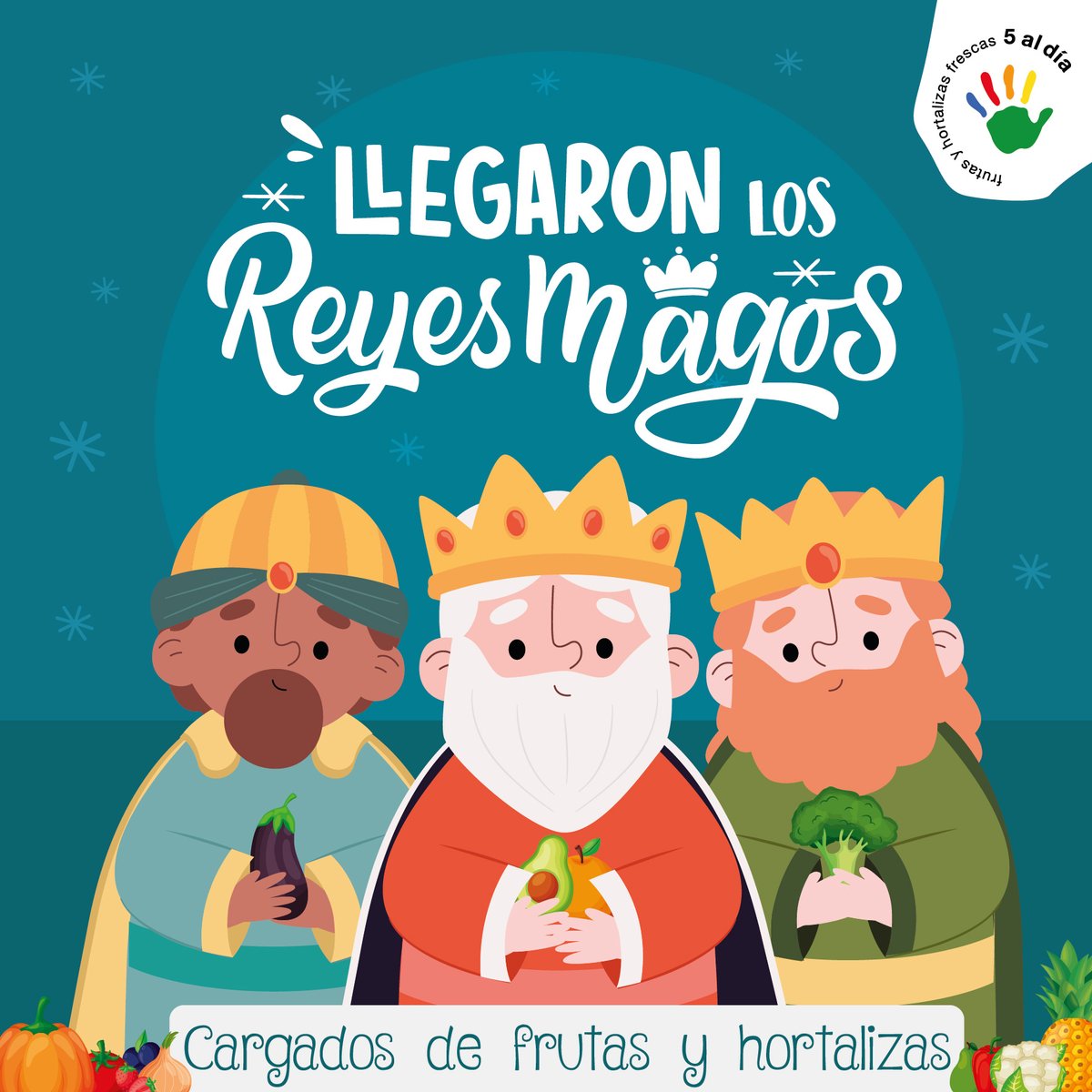 ¡Feliz Día de Reyes! 👑

Que la magia 🪄 de este día llene vuestras casas de ilusión, alegría y de #frutas y #hortalizas 🍇🍓🍆🧅🫑🍐

#DíaMágico #Practicael5enNavidad #Almenos5aldía