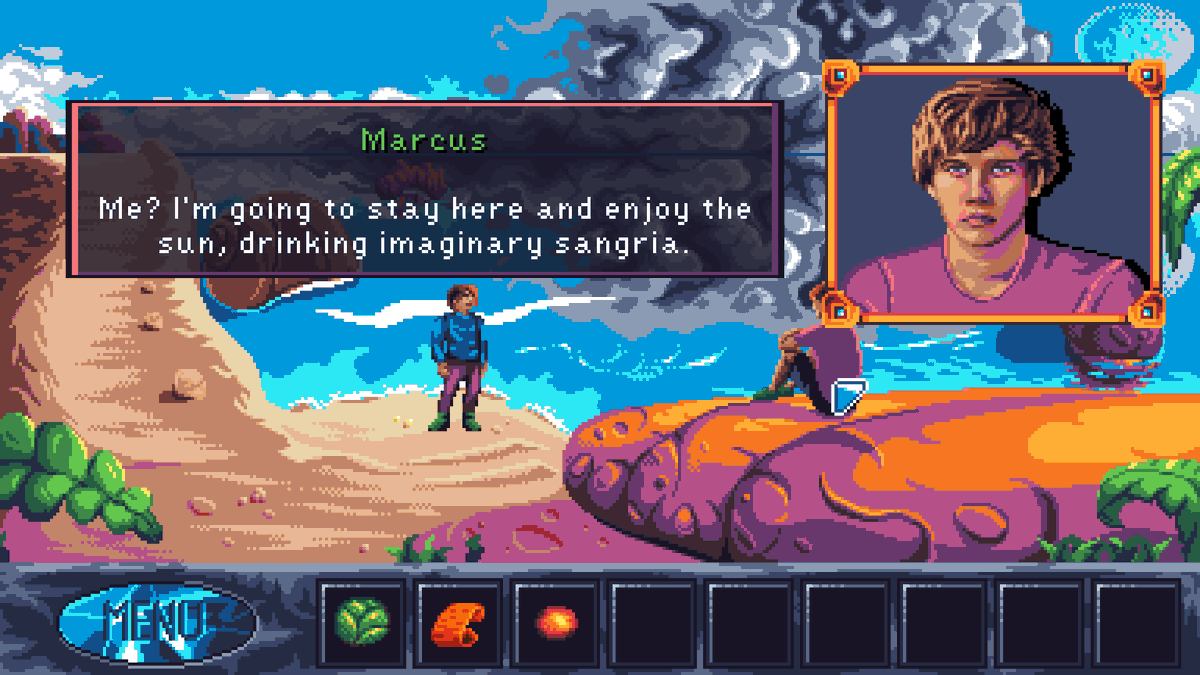 Cosmic_Void_'s tweet photo. Twilight Oracle - my point and click comedy adventure game - is coming out on January 30th!
Wishlist on Steam & play the demo - link in the message below. 👇👇👇
#retro #adventuregame #pointandclick #indiegame #indiedev #gamedev #ndiegamedev #comedy #retrogames #pixelart https://t.co/1S7fr95AeL