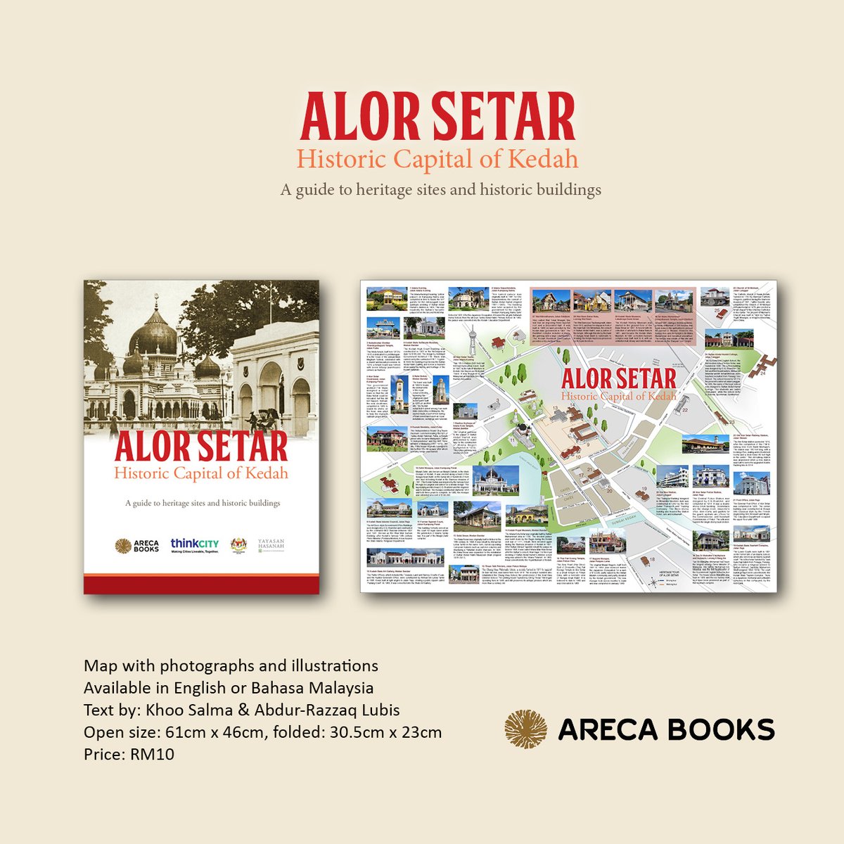 arecabooks's tweet photo. 'Alor Setar: Historic Capital of Kedah' is now available at our bookshop, 72 Lebuh Acheh, Penang and on our website #arecabooks #alorsetar #kedah #Map https://t.co/mjCD867SoD