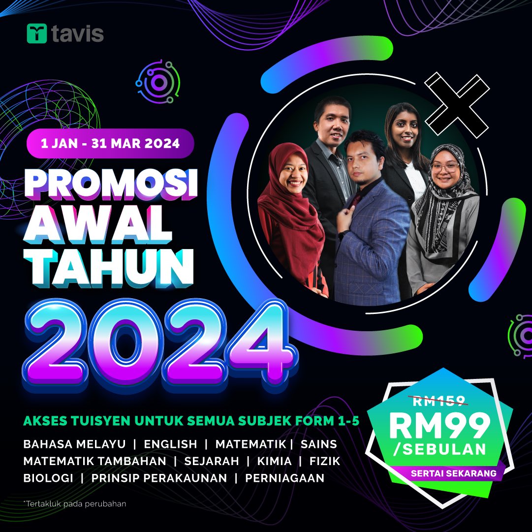 Tavislive's tweet photo. 🚀 Hanya RM99 sebulan untuk Akses Tuisyen Online SEMUA SUBJEK Form 1 - 5! Jangan lepaskan Promosi Awal Tavis 2024! 

Jangan lepaskan peluang hebat ini, sertai Tavis hari ini! 💡 Slot terhad untuk setiap Tingkatan!

Untuk maklumat lanjut, DM kami atau hubungi WhatsApp kami. https://t.co/zFcN52uADc