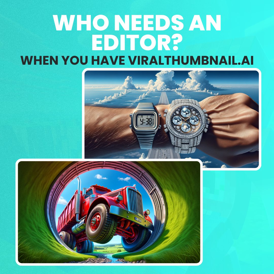 viralthumbnail's tweet photo. 1️⃣ Video title: 1$ vs 1.000.000$ watch

2️⃣ Video title: Driving Truck Through Smallest Hole Ever! https://t.co/U0CaOn3WLM