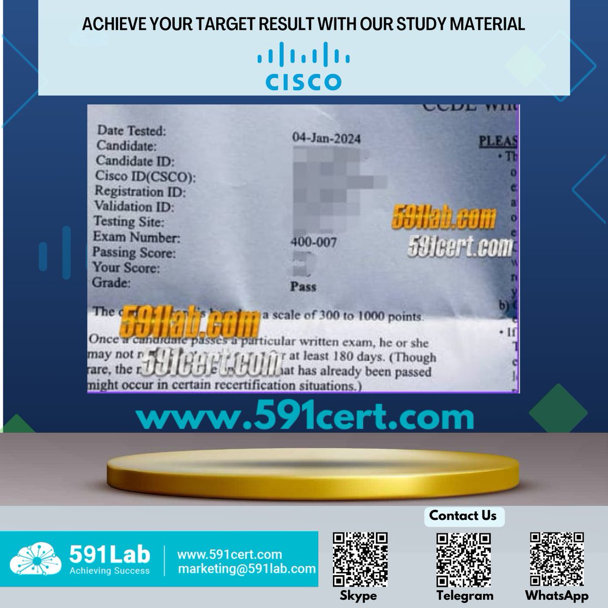 591Lab's tweet photo. Check Our Recent Cisco Certified (CCDE) 400-007, Pass on 04th January from 591 Lab.

Visit https://t.co/ic8sDkGrlc for more details.

#certcollection #certcommunity #591lab #591cert #cisco #ccie #ccde #proxy #informationtechnology #jobopportunities2024 https://t.co/itwuAMo0Nc