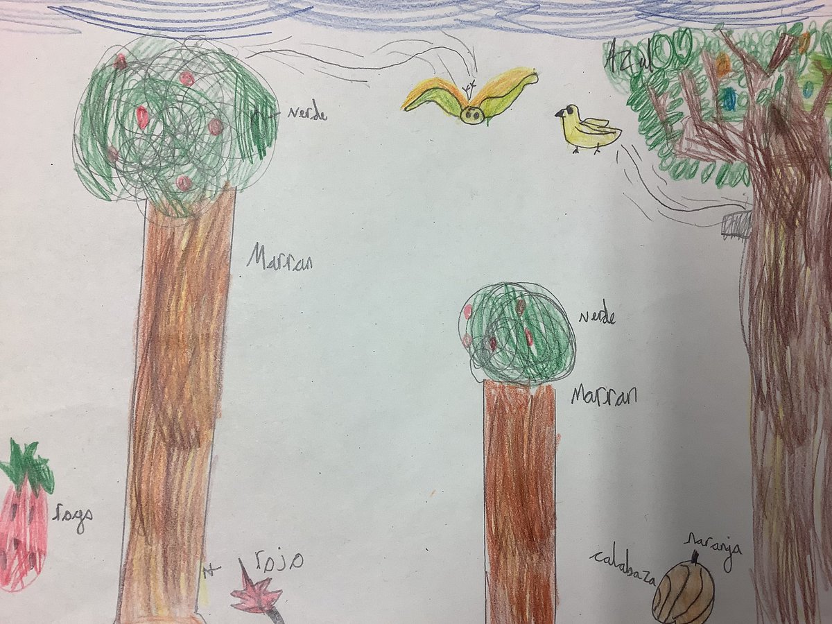 StPhilipsY2C's tweet photo. In Spanish, we have been learning the names of the colours and different fruits and vegetables. Here are some of our posters. #teamstphilips @StPhilipCEAP https://t.co/w2y4yRpPS1