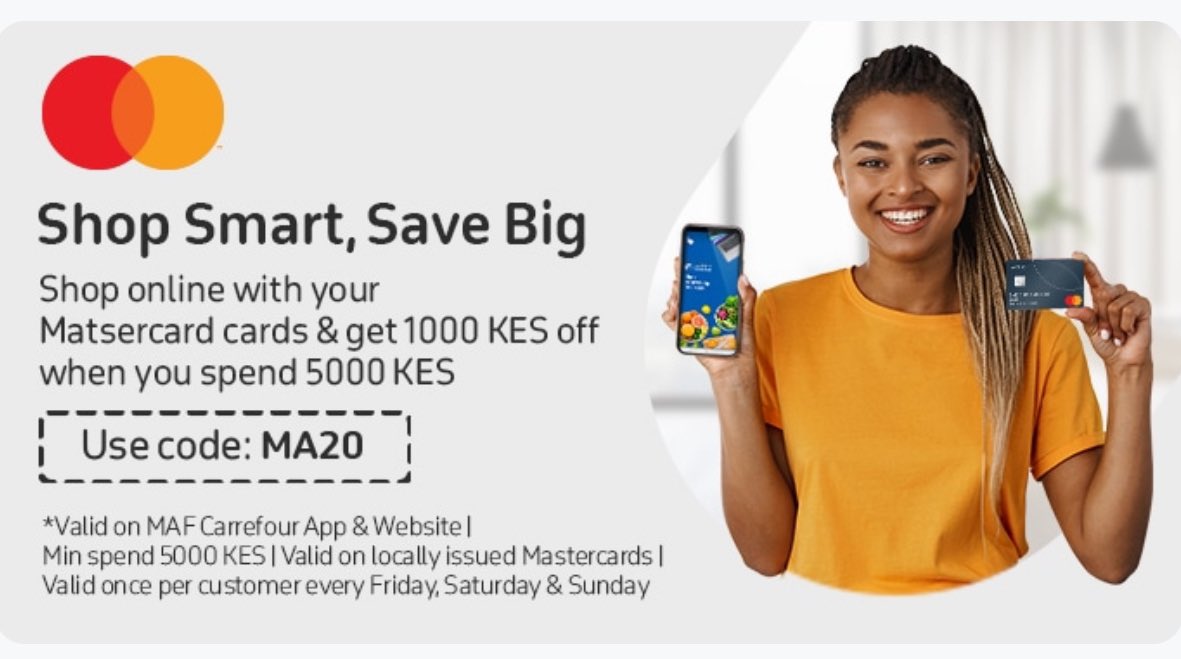 @CarrefourKe & @Mastercard fantastic savings offers!

@KeEquityBank @KCBGroup @DTBKenya @imbankke @gtbankke @UBAKENYA @StanbicKE @ParamountBank @MastercardSSA