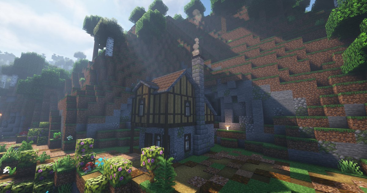 evariim's tweet photo. Lots more work to be done, but I'm making nice progress on the spawn for my new creative project, Kingdoms of Ramora. :)

(Featuring the chisels &amp; bits mod!)
#minecraft #minecraftbuild #aesthetic #gaming https://t.co/wPcxWplE3U