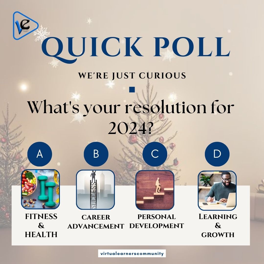 Virtual_Earners's tweet photo. New Year, New Goals! What's Your Resolution for 2024?

🏋️ Fitness &amp; Health: Exercise more, eat healthier, or try a new sport/activity.

📚 Learning &amp; Growth: Read more books, learn a new language, or enroll in a course. https://t.co/db29mYRQ6b
