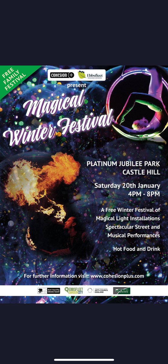 💫 Coming this month! 💫 Starting off 2024 with a bang, the Magical Winter Festival is coming to #Ebbsfleet for all to enjoy…for free! Featuring light instillations, street acts, fire eaters, music & food, there’s something for everyone to enjoy! We hope to see you there!